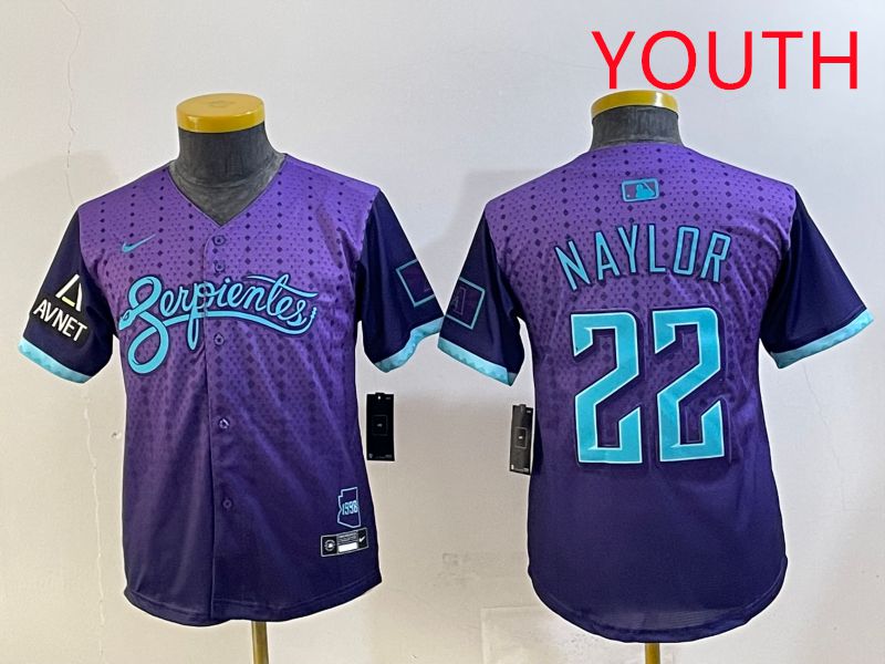 Youth 2025 Arizona Diamondback #22 Naylor Purple Joint Name Nike MLB Jersey style 5